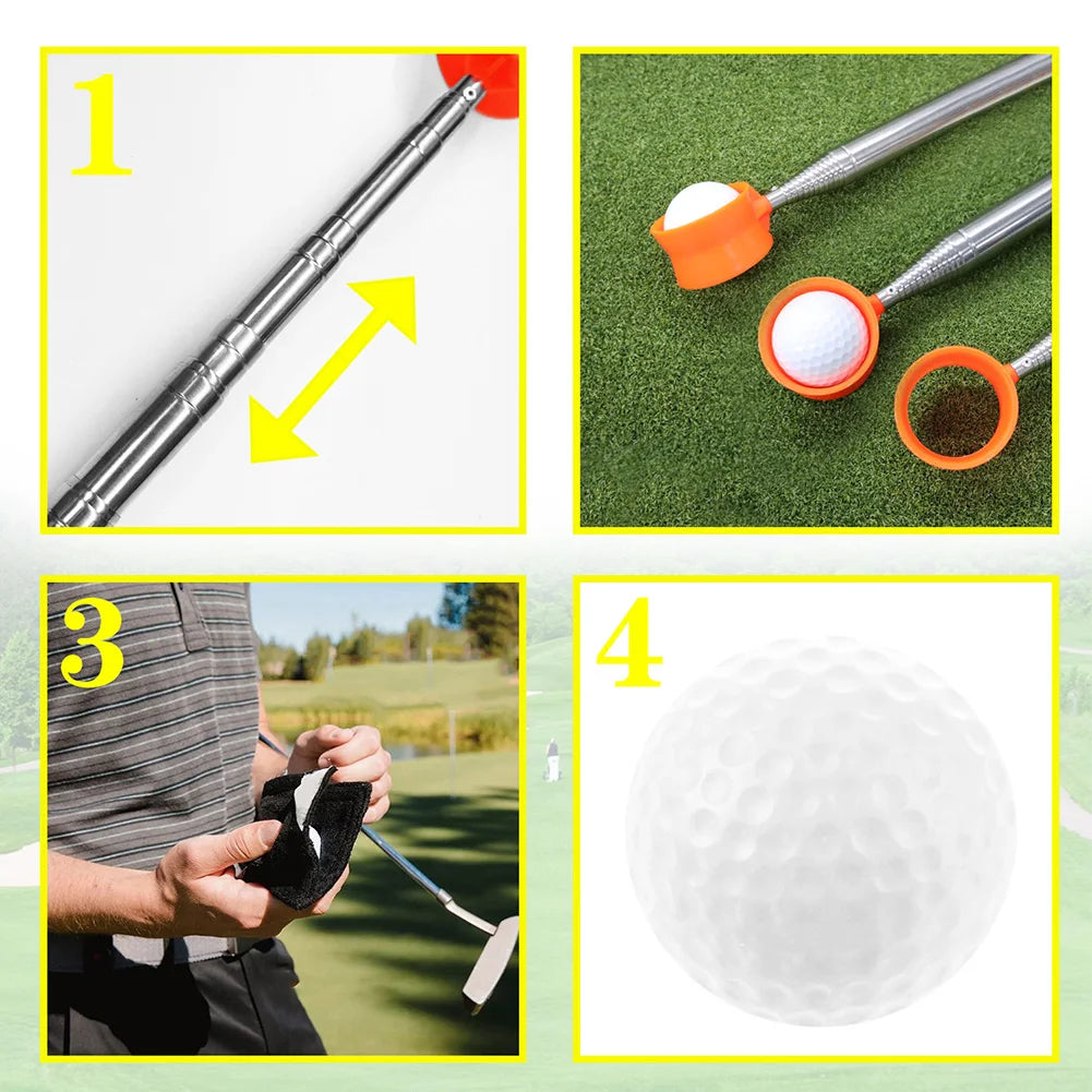 9ft/12ft Golf Ball Retriever 10 Sections Stainless Steel Telescopic Ball Picker Pick Up Grabber Extandable Golf Training Aids