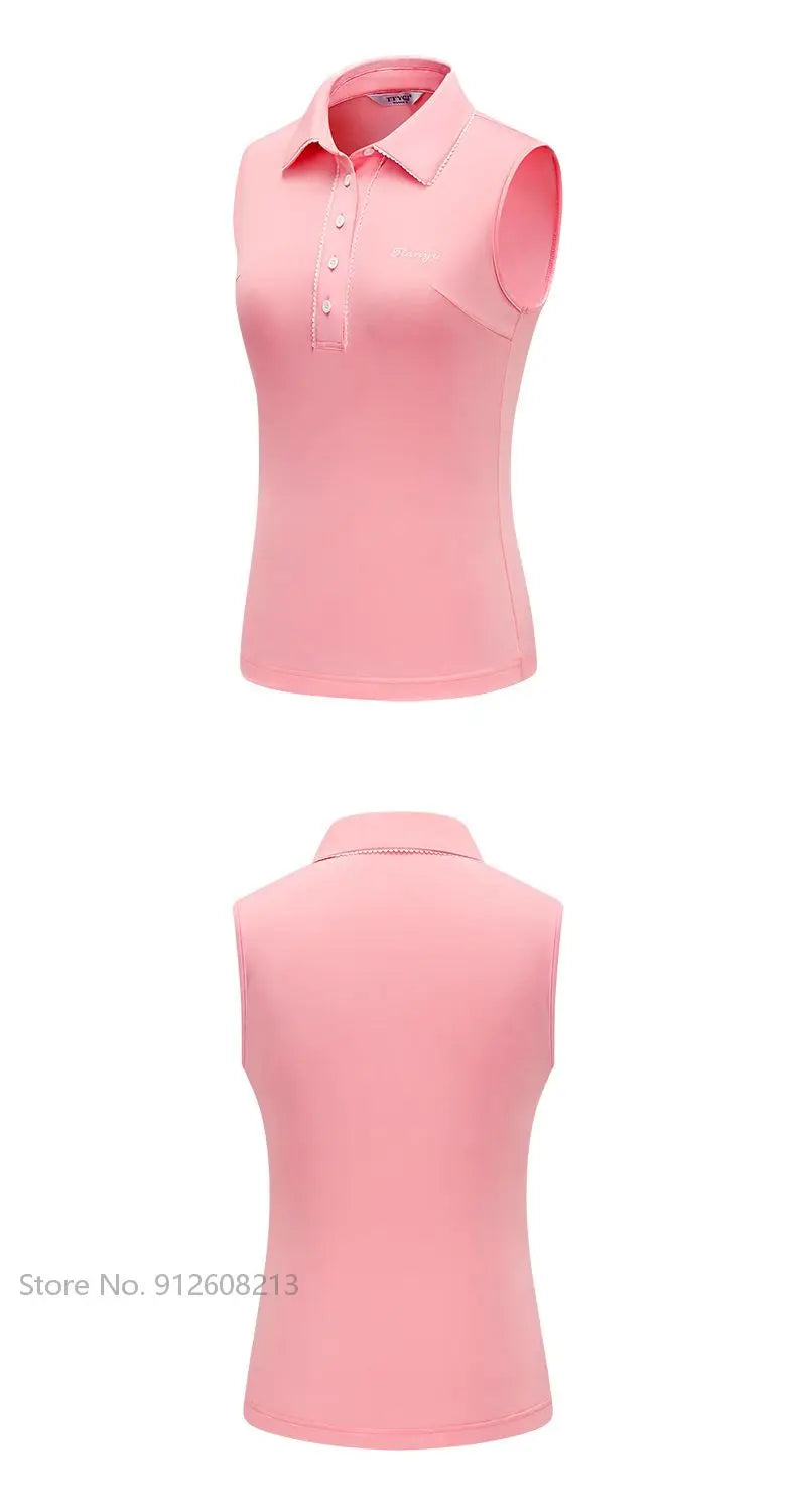 Female Sleeveless Polo T-shirts Golf Clothing Women Quick-Drying Golf Shirts Collar Sports Tops S-XL