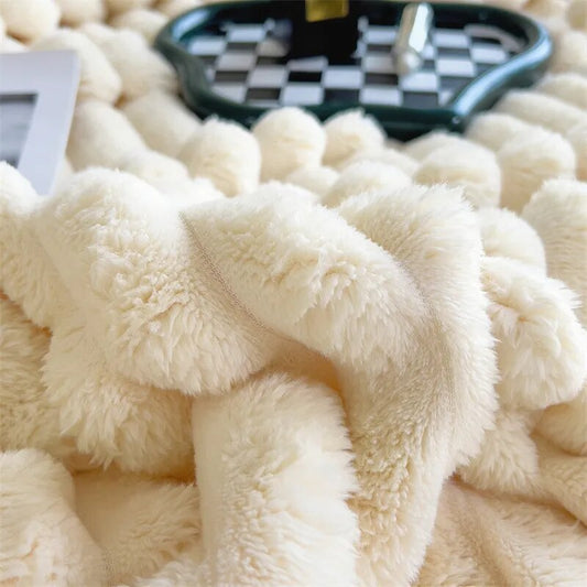 Artificial Plush Blankets For Sofa Throw, Soft Coral Fleece Thick And Comfortable.