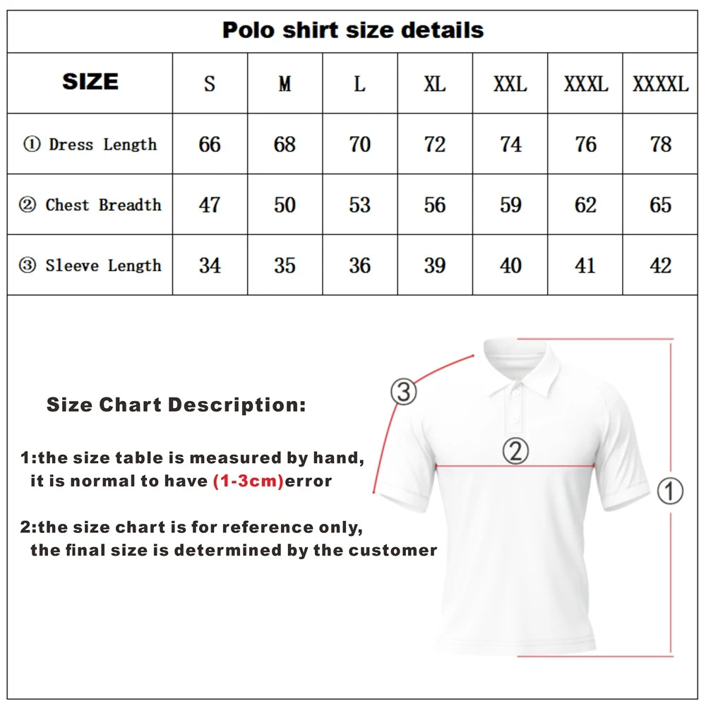 Mens Printed Golf Polo Shirt Street Wear Summer Breathable Fashion Golf Clothing