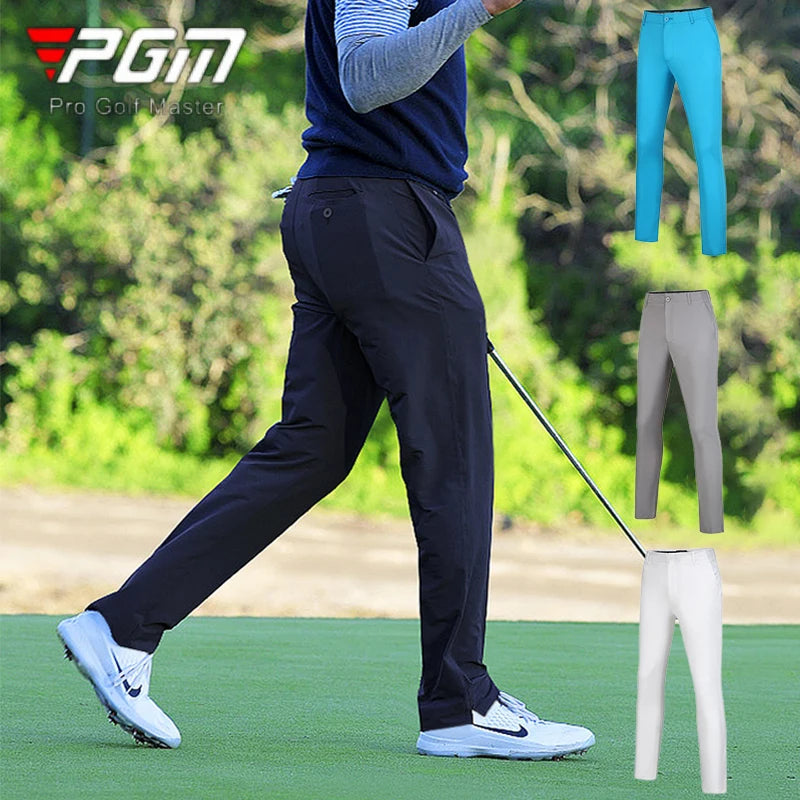 Men Golf Pants Breathable Quick Dry Trousers Men Stretch Waistband Long Pants Split Zipper Casual Golf Pants