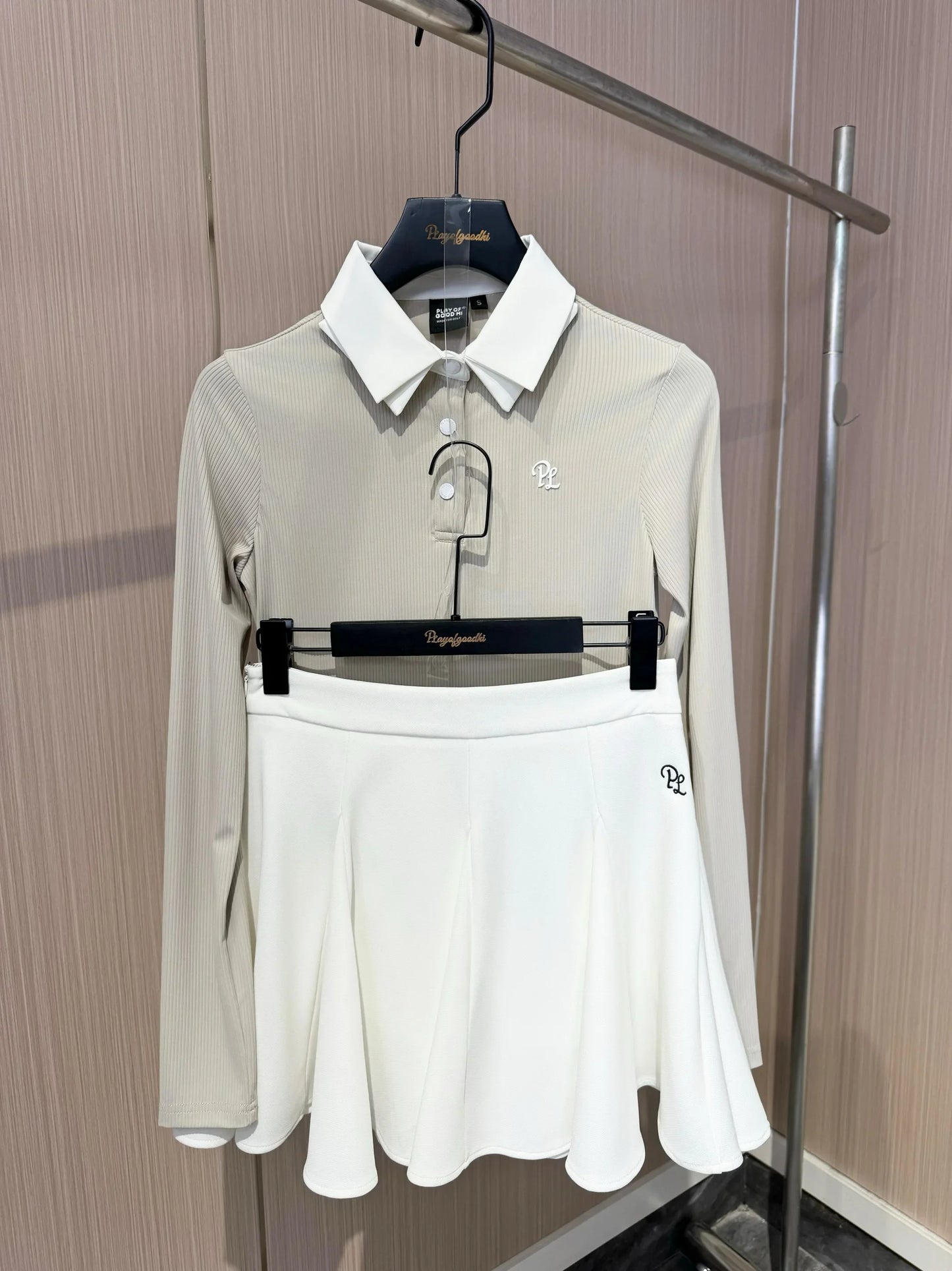 Golf Clothing Women Long-sleeved Polo T-Shirt Soft Elastic Tops Ladies High Waist Sport Golf Skirt Skorts