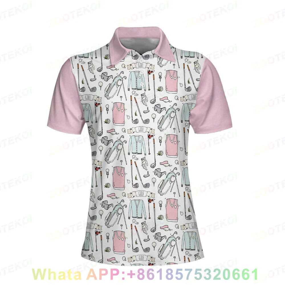 Women Golf T-Shirt Quick-Drying Breathable Polo Shirts Sports Short Sleeved Lapel Buttons Golf T-shirt