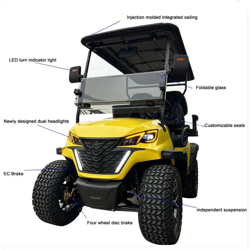 Best Price Lithium Battery Golf Car 48V Adults Scooter Solar Panels Powered 4 6 Seater Off Road Beach Buggy Electric Golf Cart