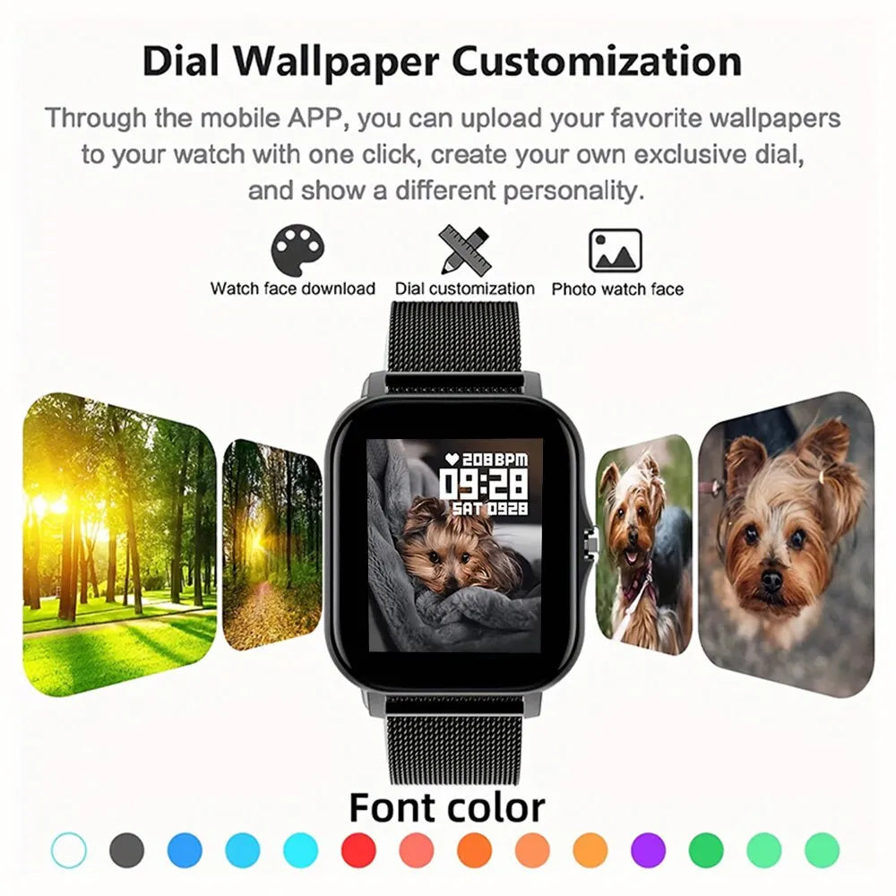 Smart Watch Android Phone 1.44'' Color Bluetooth Call/ Blood Oxygen/Pressure Monitoring Smart Watch