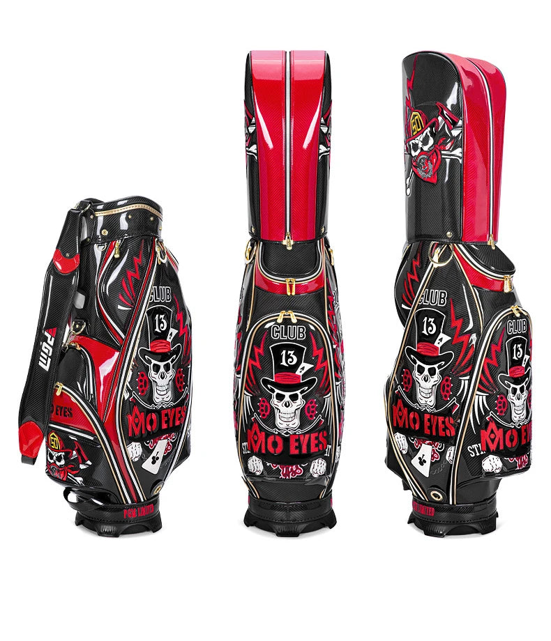 Luxury Mens Golf Bag Standard 13pcs Clubs Waterproof Crystal Leather 3D Embroidered QB112