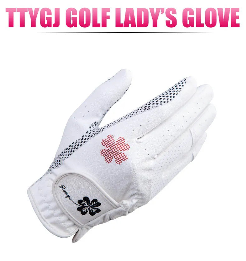 Womens Golf Gloves Leather Left and Right Hand 1 Pair of Anti Slip Breathable Gloves.