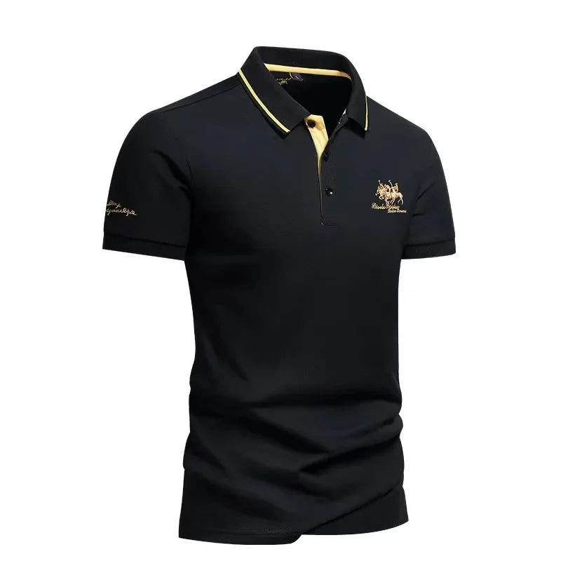 Men's Short Sleeved Embroidered Polo T-Shirt Lightweight Casual Golf Shirts