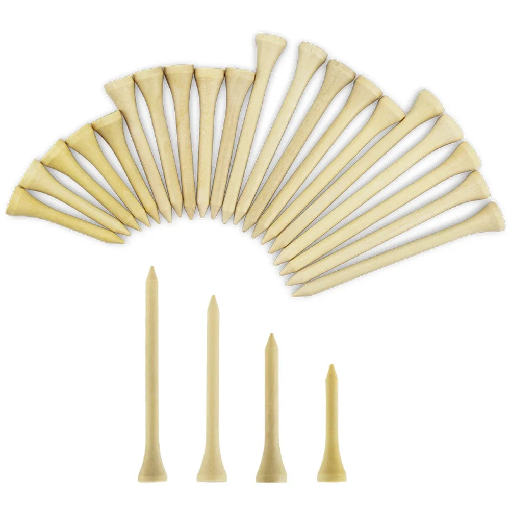 100Pcs Pack Golf Tees 4 Sizes Wooden Golf Ball Tees