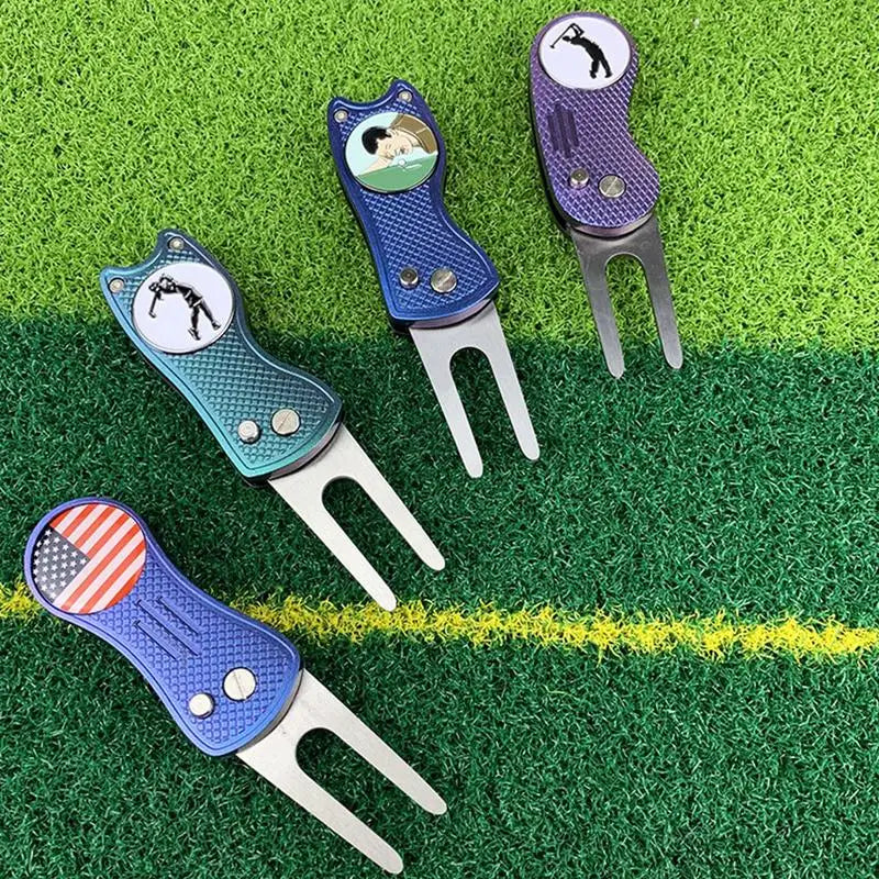 Golf Divot Repair Tool Putting Green Fork Golf Accessories Golf Ball Marker