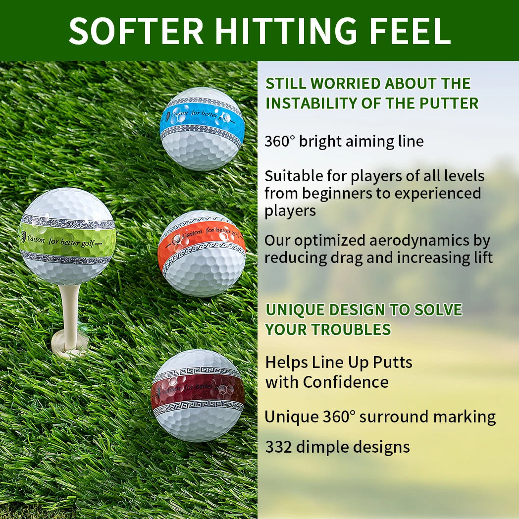 3-Layer Golf Ball, 360 ° Shooting Line, Making your Putt more accurate 12, 24, 36 Pcs