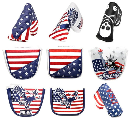 USA Stars and Stripes Magnetic Closure Golf Mallet Blade Putter Head Covers