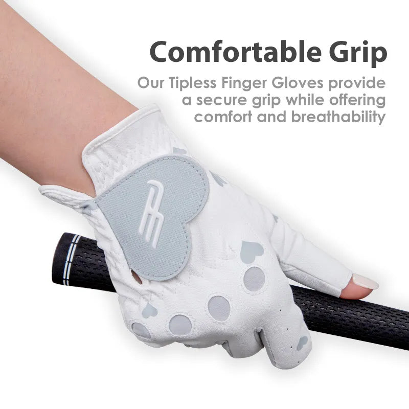 Golf Gloves Lady Fingerless, 1 Pair Fingerless Design Gloves Left and Right Hand.