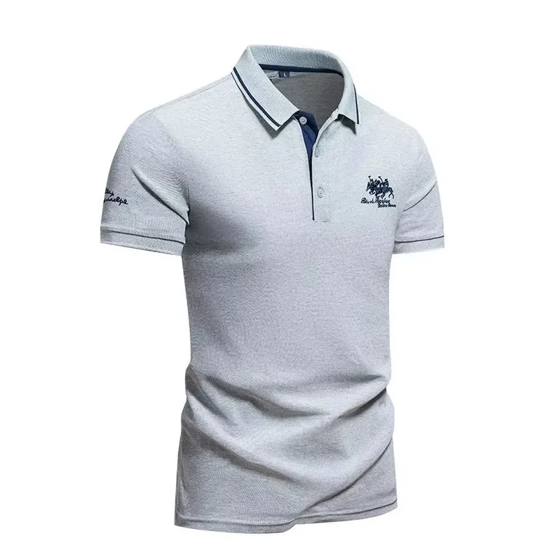 Men's Short Sleeved Embroidered Polo T-Shirt Lightweight Casual Golf Shirts