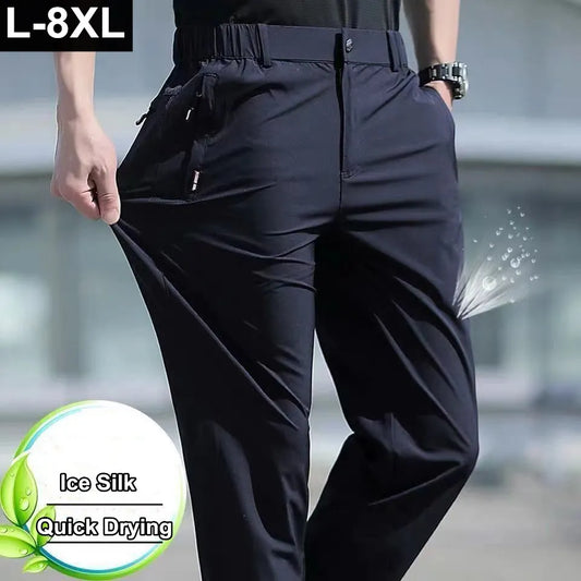 Men Summer Quick Dry Stretch Pants Plus Size Casual Sports Trousers Outdoor Golf Pants