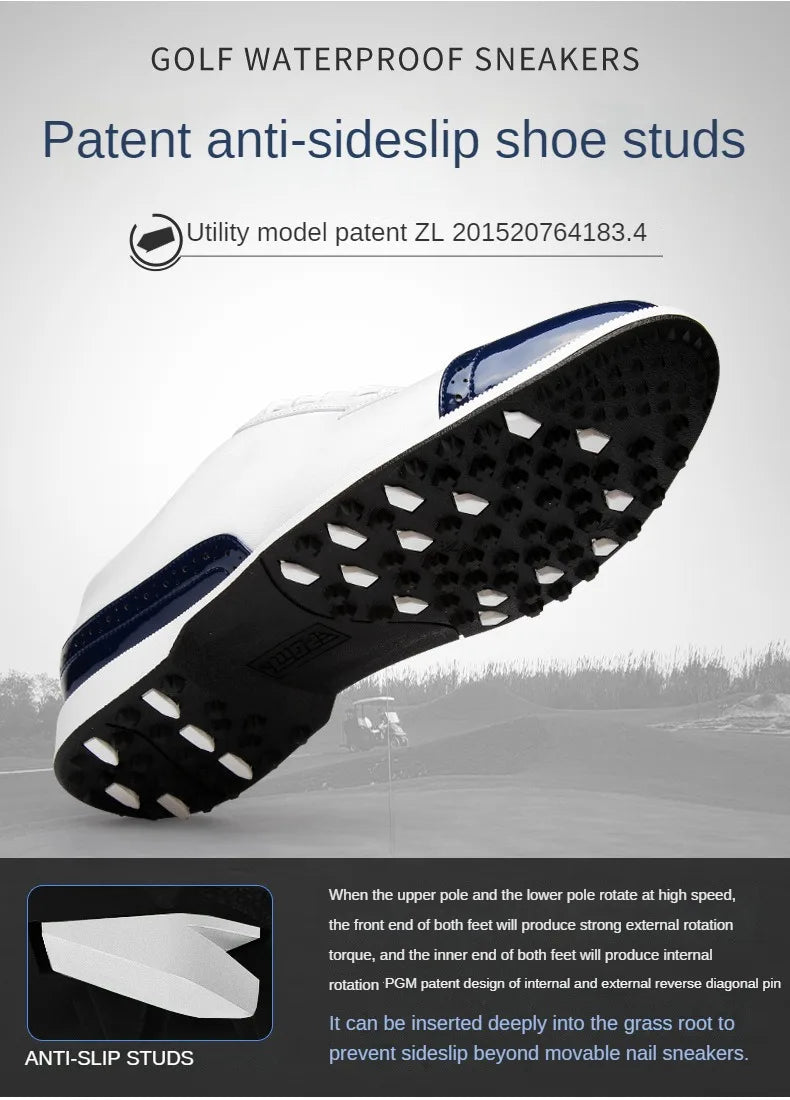 Golf Shoes Men Waterproof Breathable Slip Resistant Outdoor Brogue Style Golf Shoes