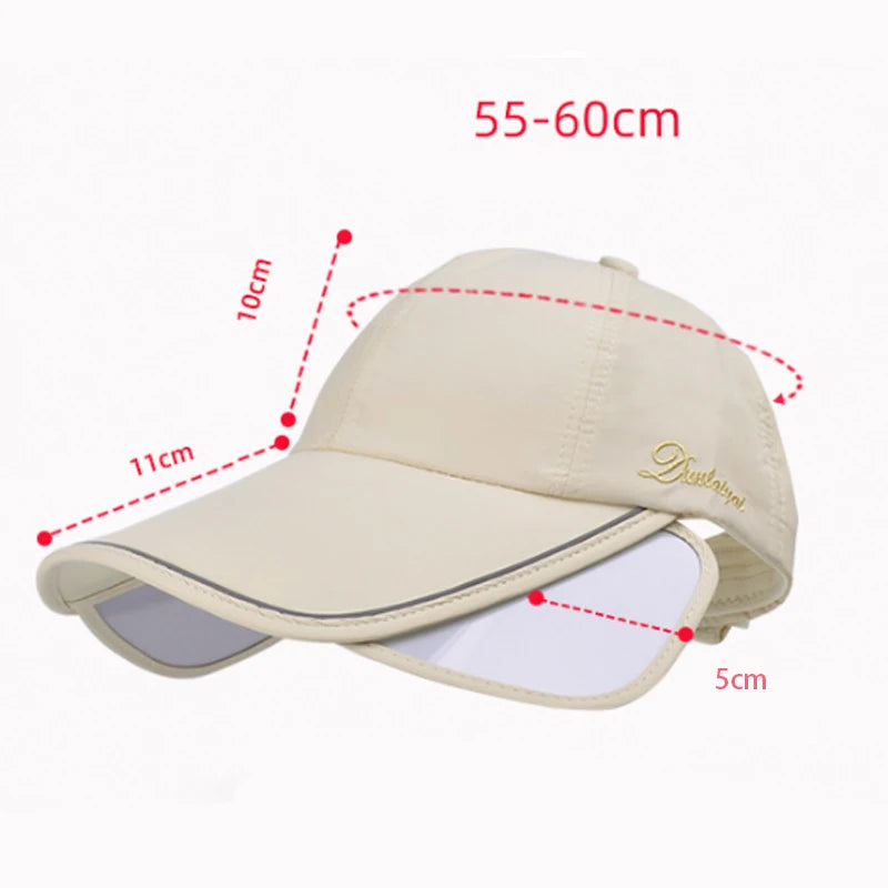 Retractable Wide Brim Golf Cap Women UV Quick-Drying Waterproof Sun Protection Sports Golf Hat