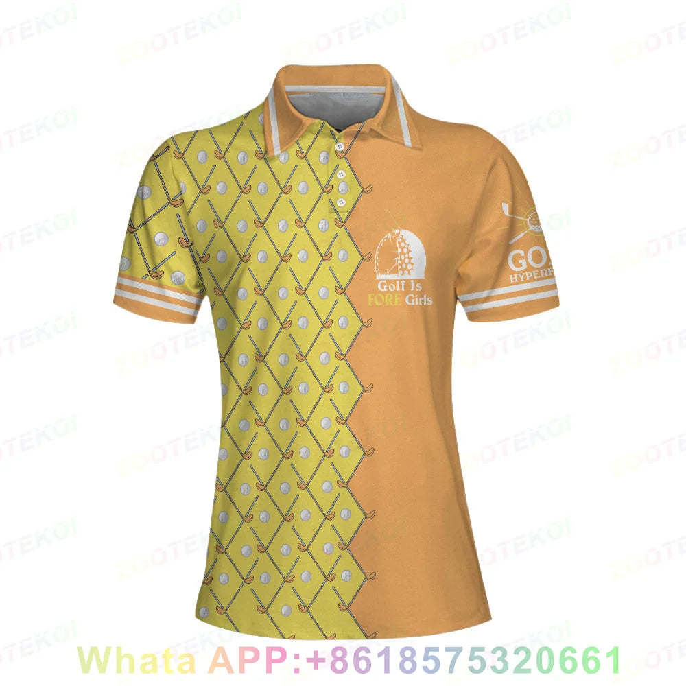 Women Golf T-Shirt Quick-Drying Breathable Polo Shirts Sports Short Sleeved Lapel Buttons Golf T-shirt