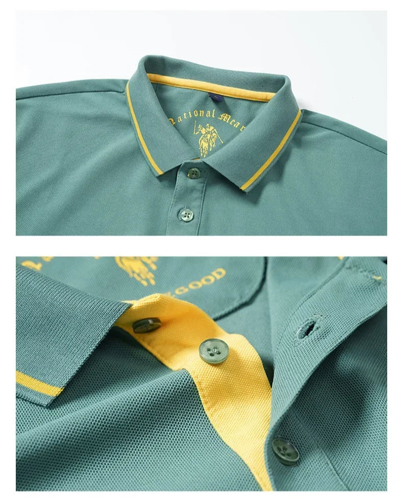 Men's Short Sleeved Embroidered Polo T-Shirt Lightweight Casual Golf Shirts