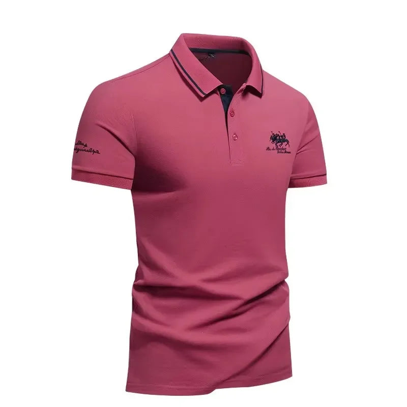 Men's Short Sleeved Embroidered Polo T-Shirt Lightweight Casual Golf Shirts