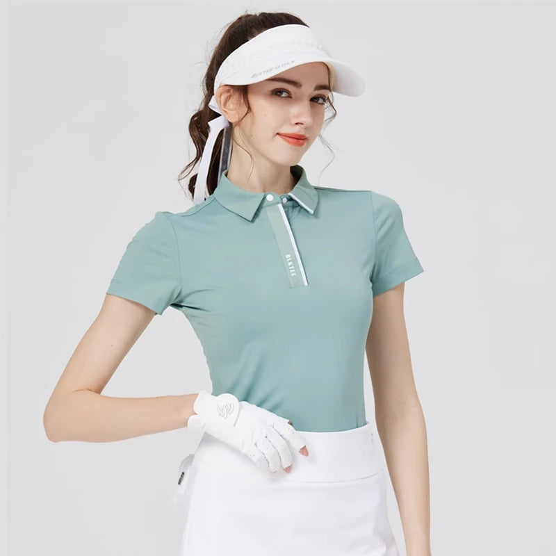 Golf Women's Top Simple Quick-drying Slim-fitting Short-sleeved T-shirt Lapel Sports Jersey