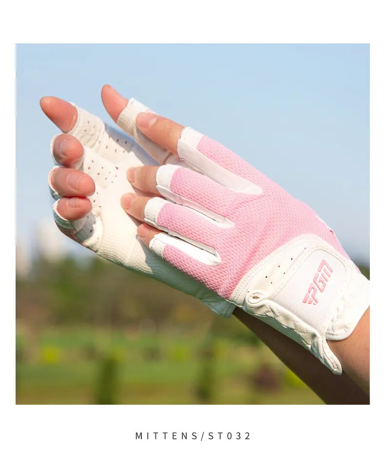 Women's Open Finger Golf Gloves Breathable Mesh UV Sunscreen Material