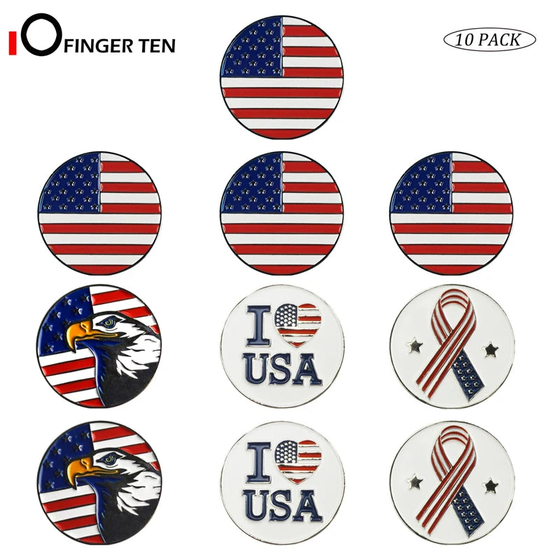 10 Pack Assorted Patterns Golf Ball Markers