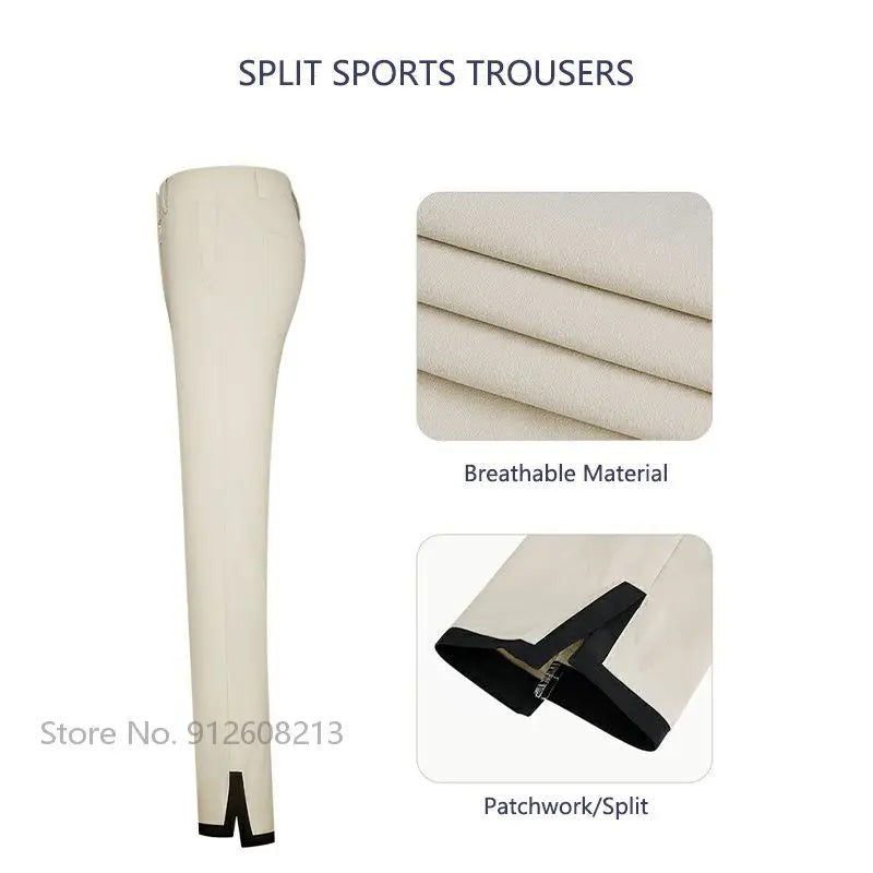 Summer Women Sports Trousers Elastic Split Golf Pants Lady High Waist Breathable Ankle Length Trousers XS-XL