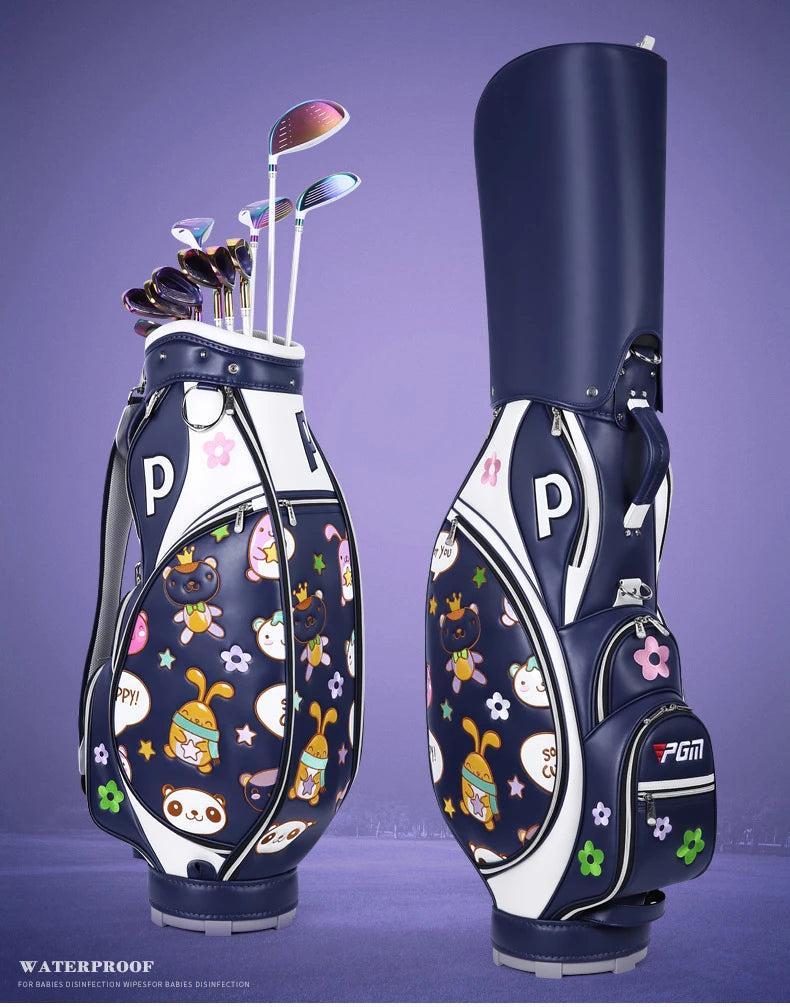 Women Standard Golf Bag Waterproof Microfiber Real Leather 13-14 Clubs Fashion Club Bag