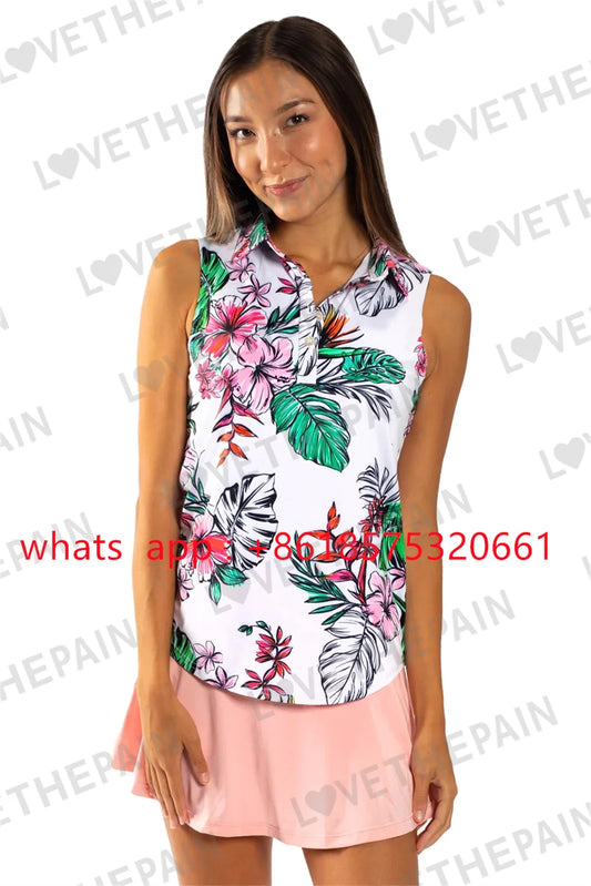Women Golf Polo Shirt Outdoor Sport T-shirt Short Quick Dry Top  Casual Fashion Lapel Buttons Shirt