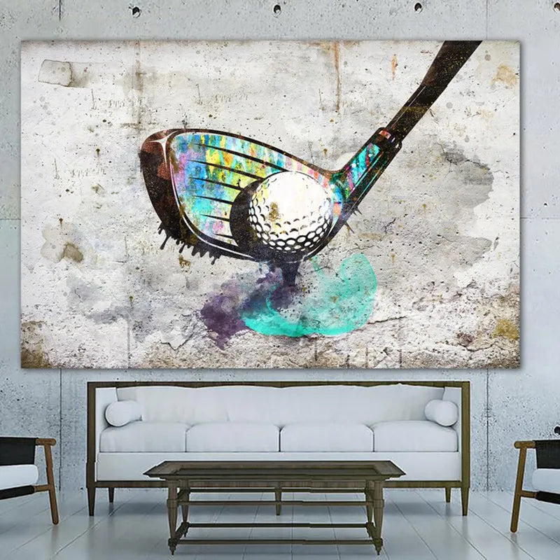 Abstract Golfer on Canvas Golf Player Silhouette Wall Art Home Decor Painting