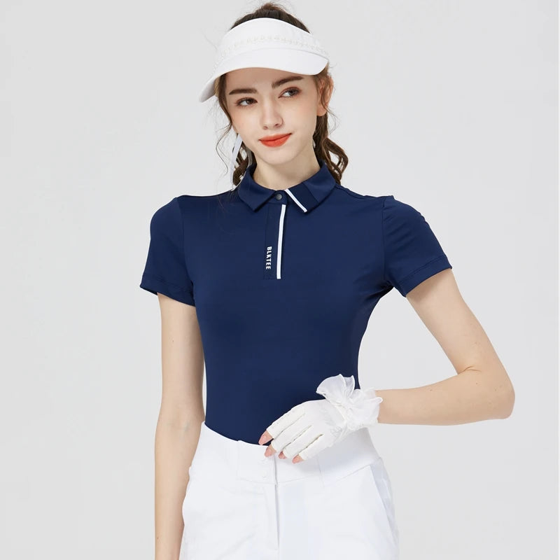 Golf Women's Top Simple Quick-drying Slim-fitting Short-sleeved T-shirt Lapel Sports Jersey