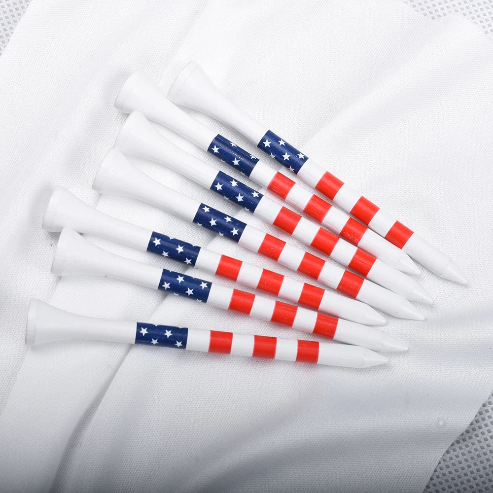 50pcs American Flag Style Durable Bamboo Golf Tees Of (3-1/4'' & 2-3/4'')  Length Golf Tees