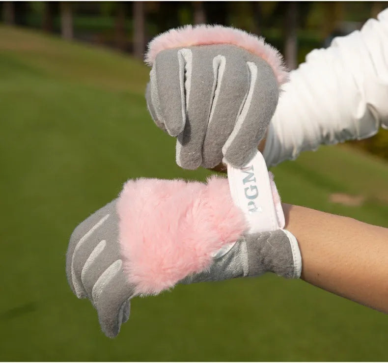 Golf Women's Gloves Plush Thickened Rabbit Like Fur Thermal Gloves 1 Pair