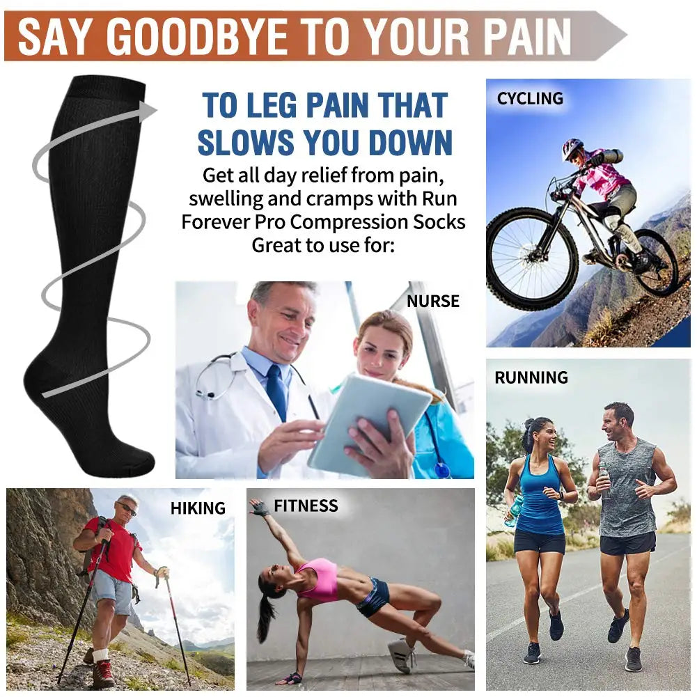 4 Pairs Compression Socks for Women Medical Varicose Veins Socks Pregnancy Socks Men Sports Socks