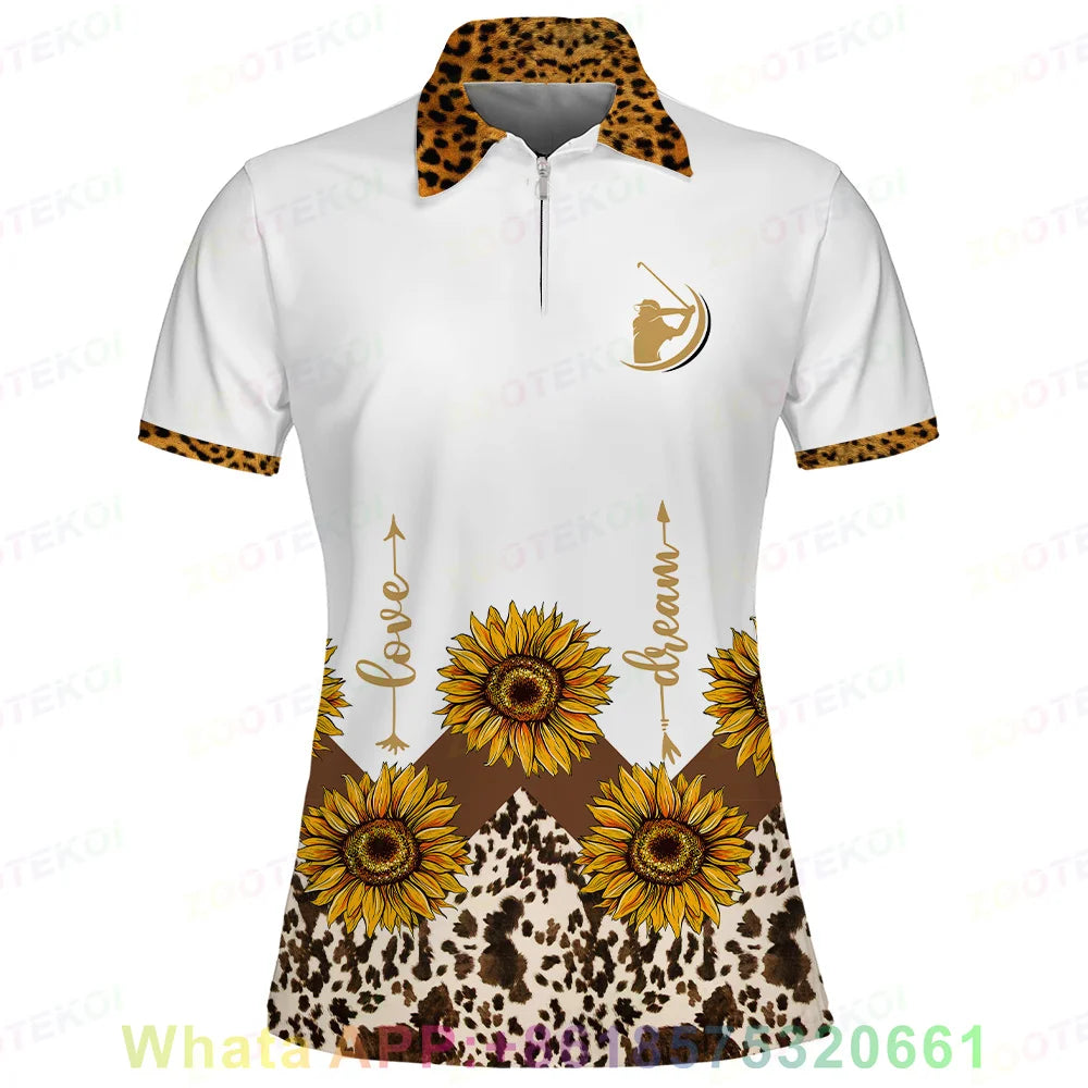 Women Golf T-Shirt Quick-Drying Breathable Polo Shirts Sports Short Sleeved Lapel Buttons Golf T-shirt