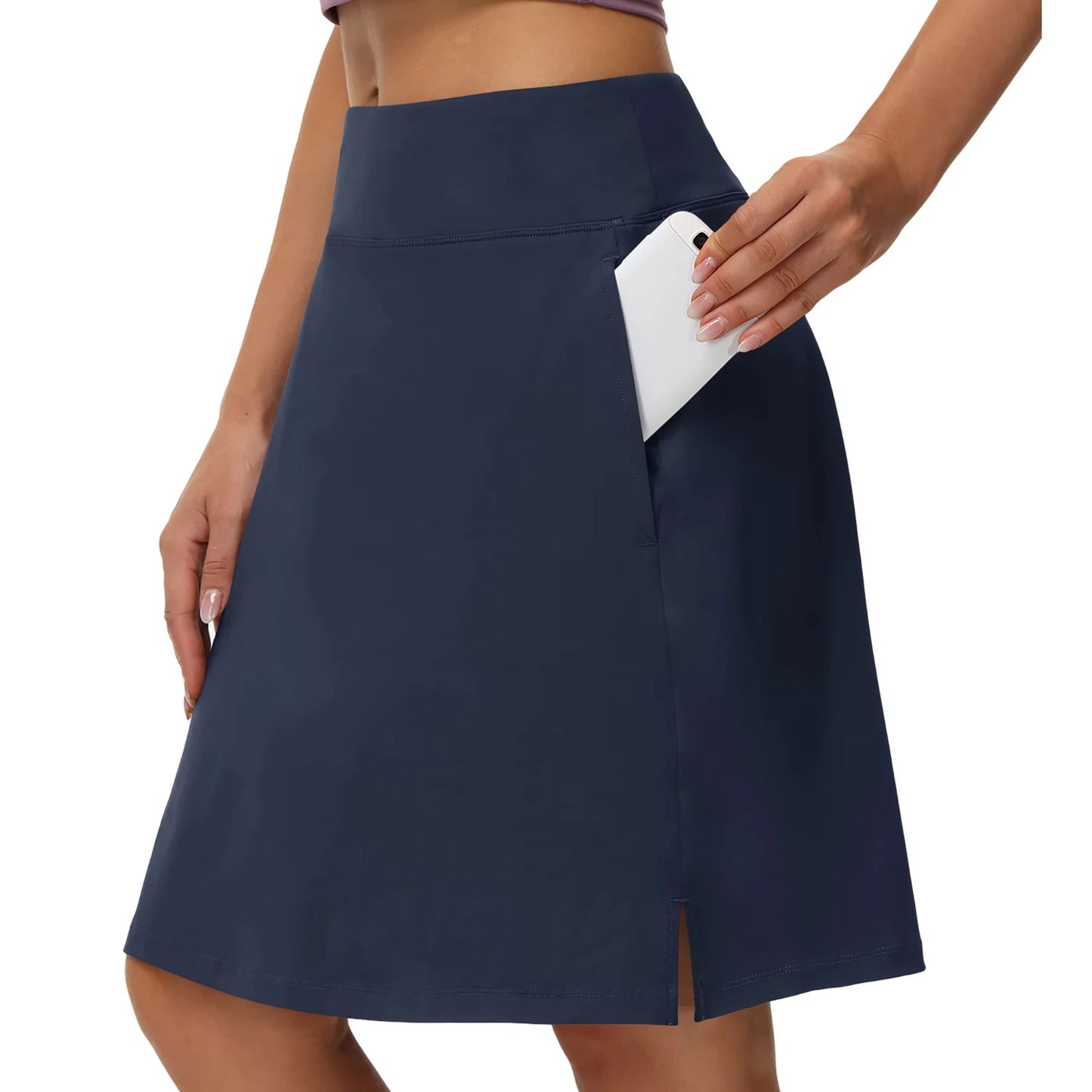 Knee Length Skorts  Woman 4 Pockets High Waisted Women's Golf Skirts Long Athletic Skirt with Shorts
