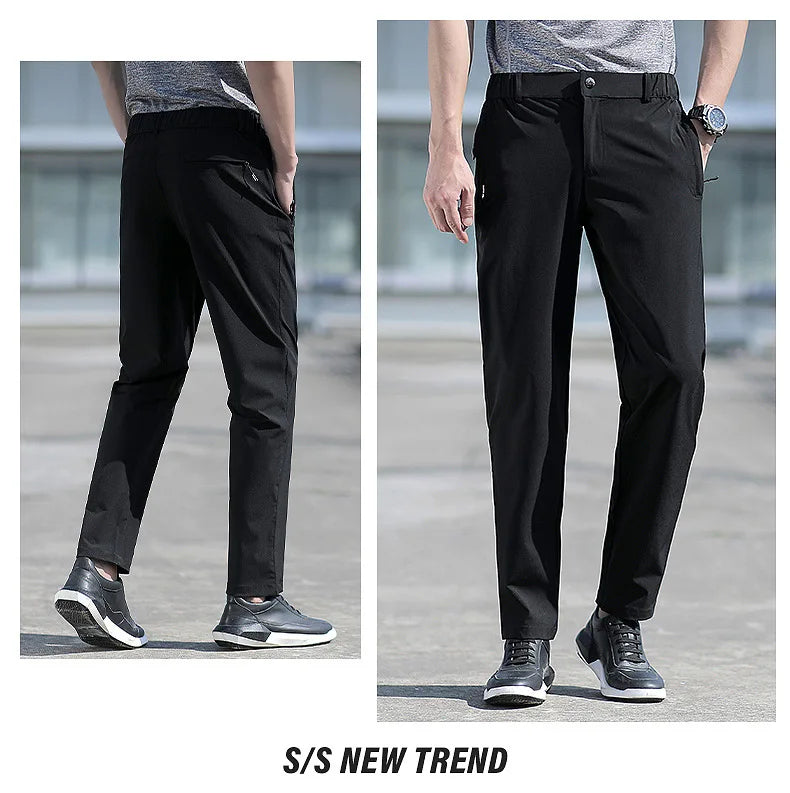 Men Summer Quick Dry Stretch Pants Plus Size Casual Sports Trousers Outdoor Golf Pants