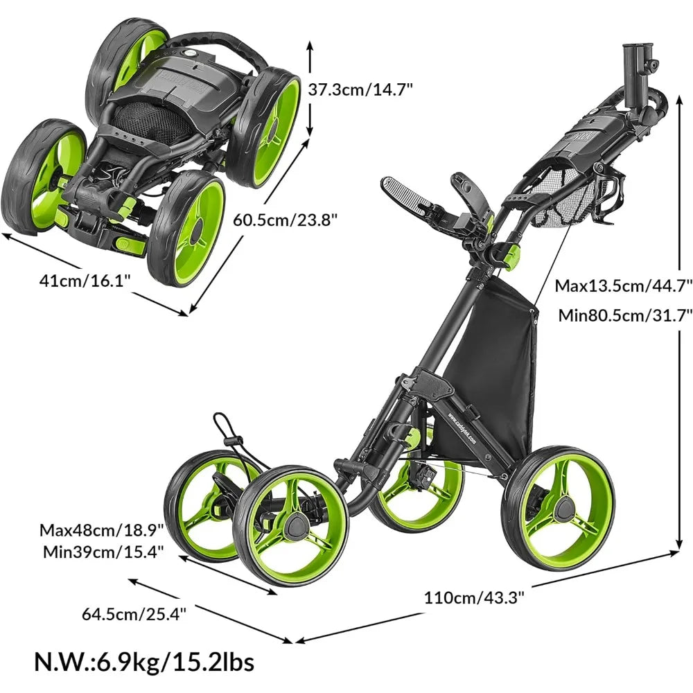 Caddy Teck Explorer V8 - Super Lite 4 Wheel Golf Push Cart, Explorer Version 8