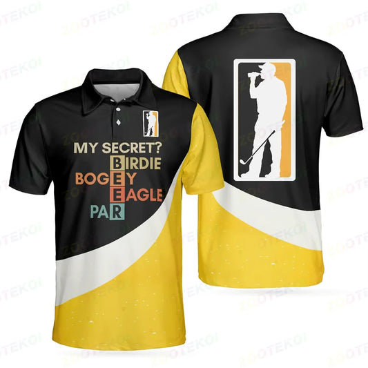 Mens Printed Golf Polo Shirt Street Wear Summer Breathable Fashion Golf Clothing