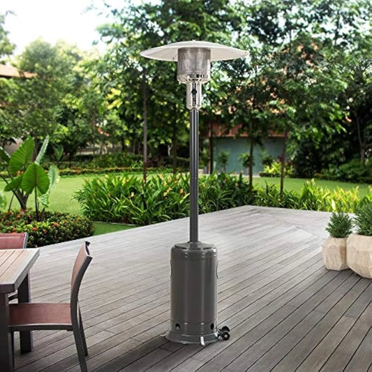 47,000 BTU Avanti Outdoor Portable Propane Heater for Patio and Garden with Safety Auto Shut Off Valve and Wheels.