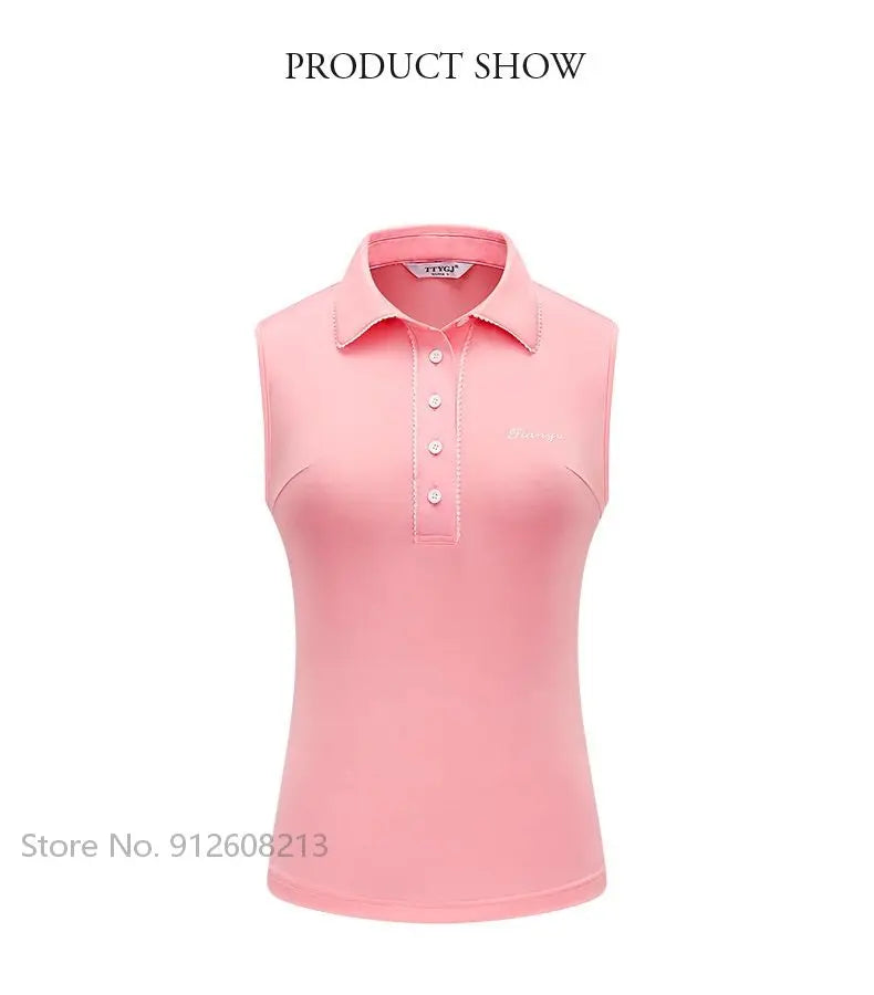 Female Sleeveless Polo T-shirts Golf Clothing Women Quick-Drying Golf Shirts Collar Sports Tops S-XL