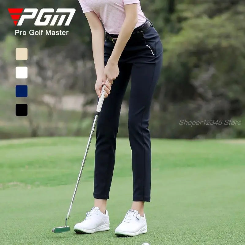 Women's Casual Golf Trousers Slim Fit Golf Pants Ladies High Waist Pants Summer Quick Dry Breathable