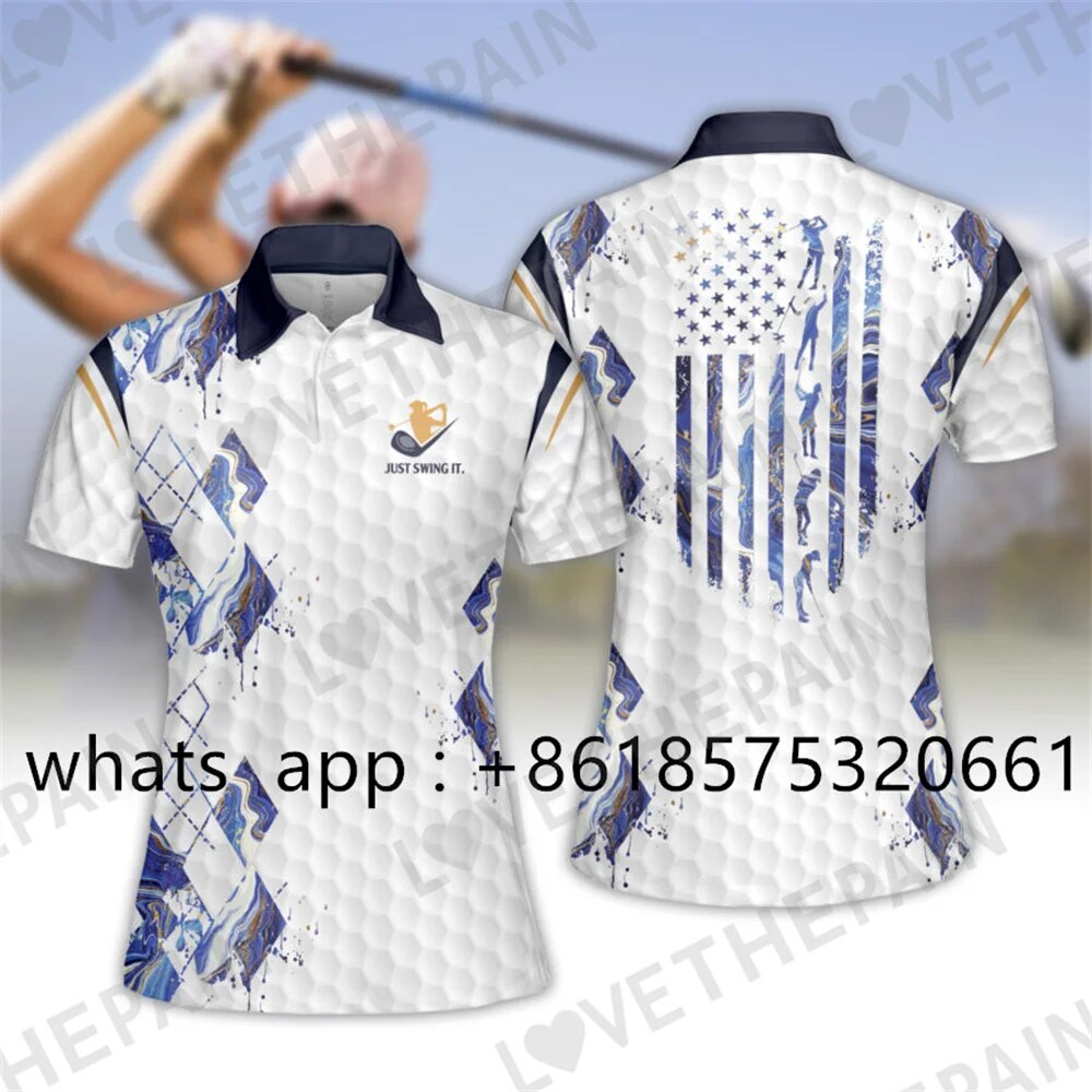 Womens Sports Golf Shirt Breathable Print Apparel