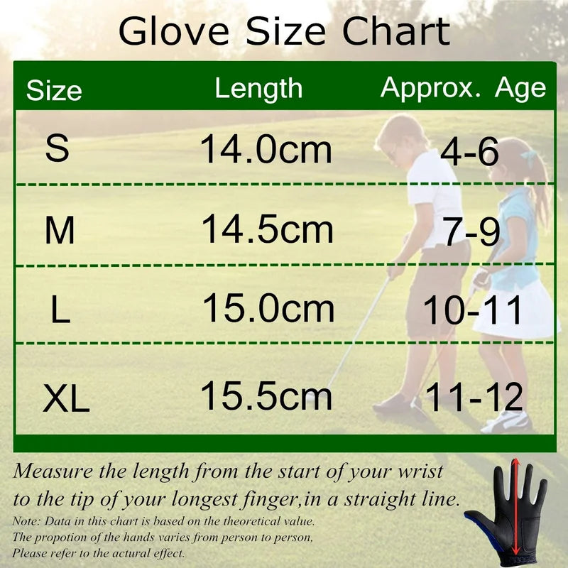 1 Pair Junior Kids Golf Gloves Boys /Girls Breathable Comfortable for Left/Right Hand