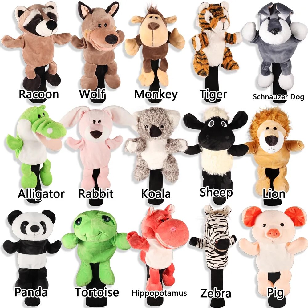 Plush Animal Golf-Club Driver Head-Covers Animal Mascots.