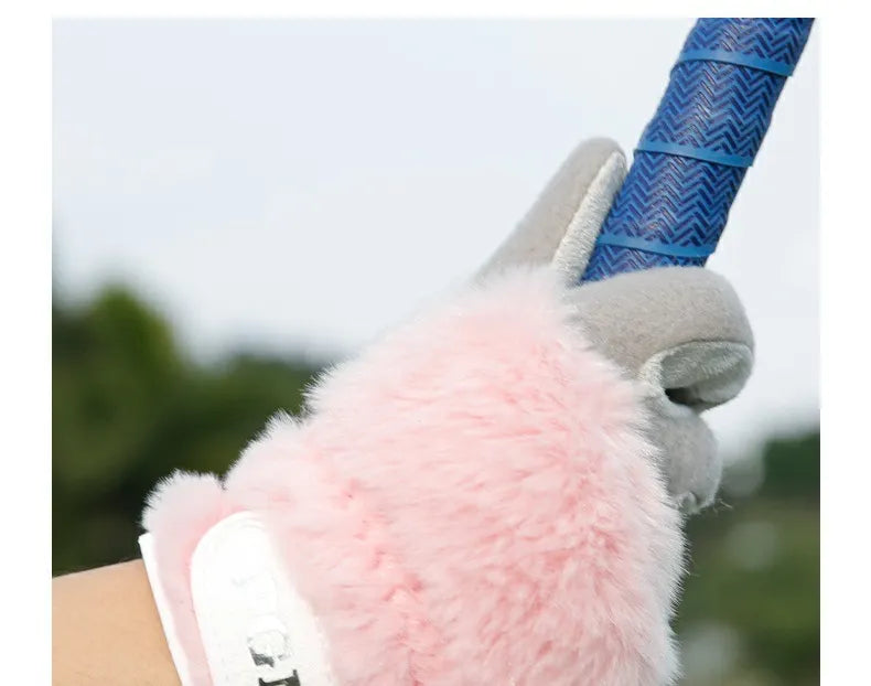 Golf Women's Gloves Plush Thickened Rabbit Like Fur Thermal Gloves 1 Pair