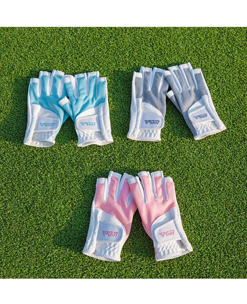 Women's Open Finger Golf Gloves Breathable Mesh UV Sunscreen Material