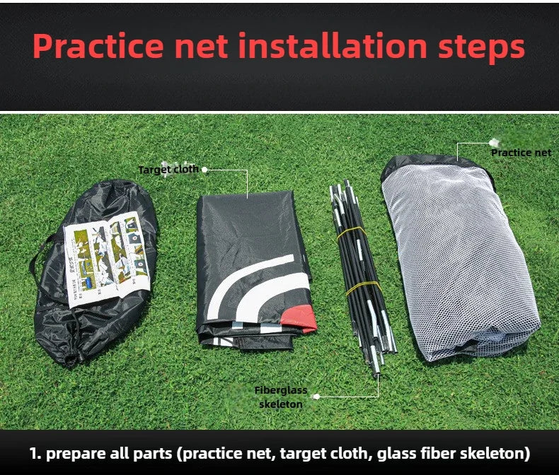 Golf Practice Net with Cutting Rod Hitting Cage Indoor OutdoorGolf Equipment