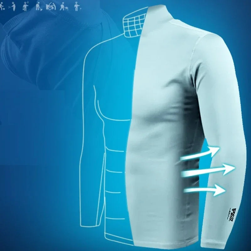 Men's Sun Protection Golf Shirt Under Shirt Long Sleeved Cooling Ice Silk T-shirts Anti-UV Soft